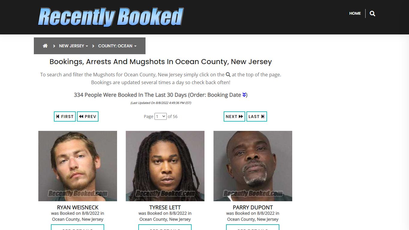 Recent bookings, Arrests, Mugshots in Ocean County, New Jersey